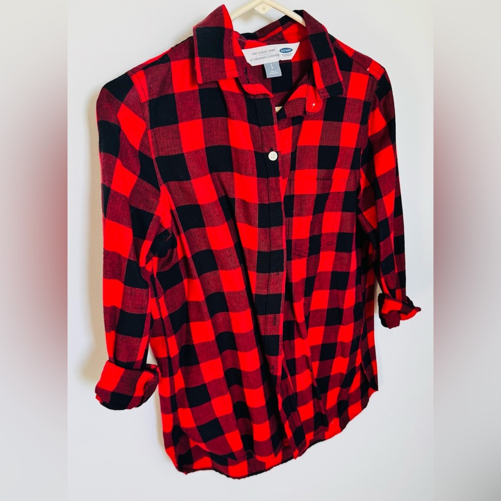 Old Navy Red and Black Checkered Shirt